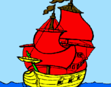 Disegno Barca  pitturato su BRIGANTE