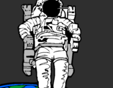 Disegno Astronauta  pitturato su mestieri di martina