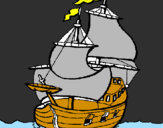 Disegno Barca  pitturato su thomas