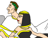 Disegno Cesare e Cleopatra  pitturato su sharon