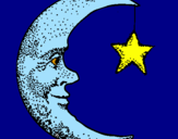 Disegno Luna e stelle  pitturato su liniana   zippi  AAAAAAAA