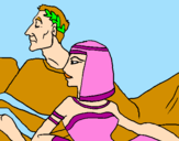 Disegno Cesare e Cleopatra  pitturato su MARTINA