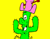 Disegno Cactus con il cappello  pitturato su Sofia