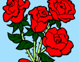 Disegno Mazzo di rose  pitturato su vitty