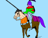Disegno Cavallerizzo a cavallo  pitturato su alessandro lo
