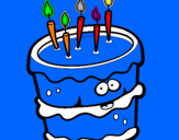 Disegno Torta di compleanno 2 pitturato su elena