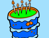 Disegno Torta di compleanno 2 pitturato su carlotta