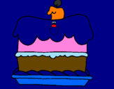 Disegno Torta di compleanno  pitturato su ginevra