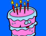 Disegno Torta di compleanno 2 pitturato su gabriella c