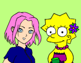 Disegno Sakura e Lisa pitturato su peste