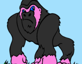 Disegno Gorilla pitturato su aurora