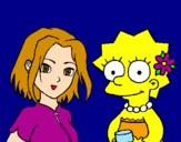 Disegno Sakura e Lisa pitturato su MEMY