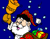 Disegno Babbo Natale con la sua campana  pitturato su grety