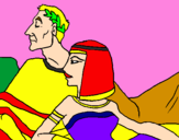 Disegno Cesare e Cleopatra  pitturato su davide