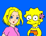 Disegno Sakura e Lisa pitturato su maria
