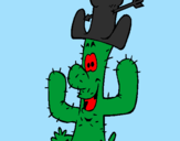 Disegno Cactus con il cappello  pitturato su antonio