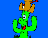 Disegno Cactus con il cappello  pitturato su raja