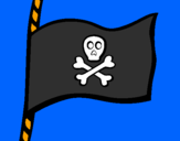 Disegno Bandiera dei pirati pitturato su lorenzo