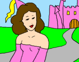 Disegno Principessa e castello  pitturato su chiara juve