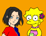 Disegno Sakura e Lisa pitturato su hààààààà