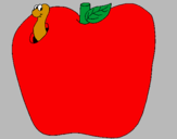 Disegno Vermiciattolo nella frutta  pitturato su marga