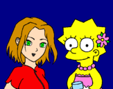 Disegno Sakura e Lisa pitturato su martina