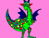 Disegno Drago felice pitturato su dinosauro