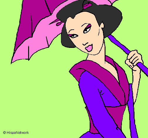 Geisha con parasole