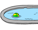 Disegno Palla in piscina pitturato su bol  in  aqa