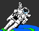 Disegno Astronauta nello spazio  pitturato su andrea t