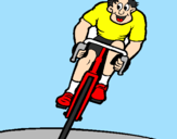 Disegno Ciclista con il berretto  pitturato su bo