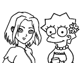 Disegno Sakura e Lisa pitturato su giulia 