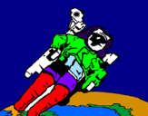 Disegno Astronauta nello spazio  pitturato su ash tu