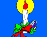 Disegno Candela di Natale pitturato su maddalena