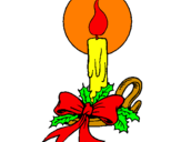 Disegno Candela di Natale pitturato su sharonnina riblle