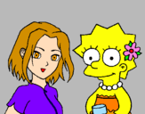 Disegno Sakura e Lisa pitturato su matix