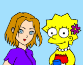Disegno Sakura e Lisa pitturato su cristian
