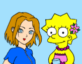 Disegno Sakura e Lisa pitturato su Bianca