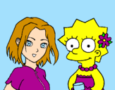 Disegno Sakura e Lisa pitturato su 2 ragazze magnifiche