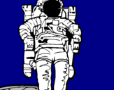 Disegno Astronauta  pitturato su luca