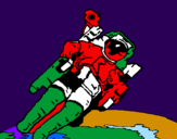Disegno Astronauta nello spazio  pitturato su melissa