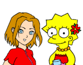 Disegno Sakura e Lisa pitturato su sabrina