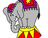 Disegno Elefante in scena  pitturato su giorgio