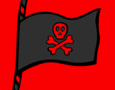Disegno Bandiera dei pirati pitturato su diavolo rossonero