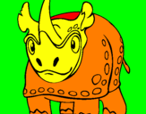 Disegno Rinoceronte  pitturato su Riccardo Domenici