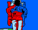 Disegno Astronauta  pitturato su mario cella