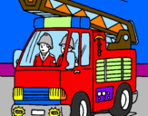 Disegno Camion dei Pompieri  pitturato su marco marilena