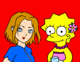 Disegno Sakura e Lisa pitturato su Bianca