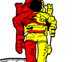 Disegno Astronauta  pitturato su gabri