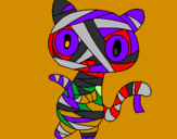Disegno Mummia gatto scaraboechio pitturato su mirko e flavio